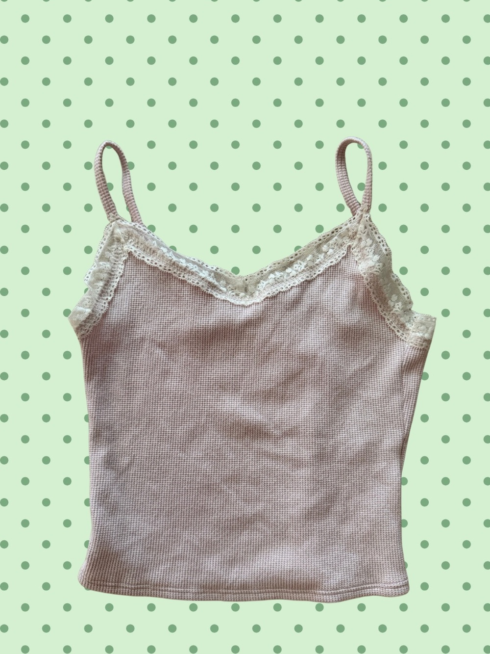 Gilly Hicks Light Pink Ribbed Cami with Cream Lace